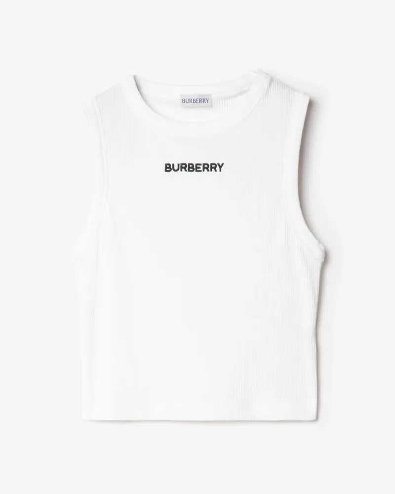 Burberry Rippstrick-Tanktop aus Stretchbaumwolle , Size Weiß