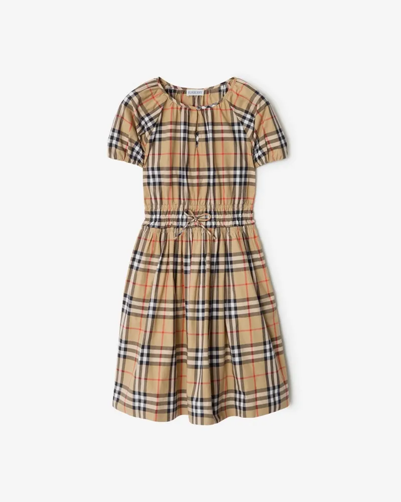 Burberry Baumwollkleid in Check Sand-beige