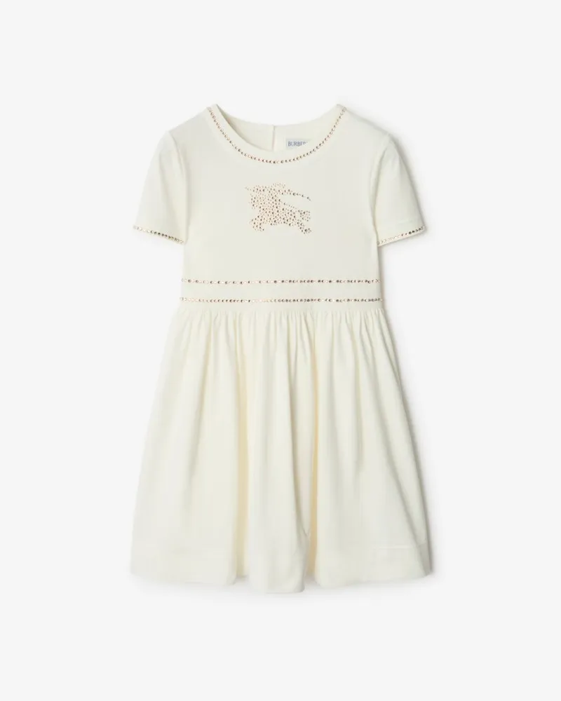 Burberry Baumwollkleid mit Kristall-EKD Salt-weiß