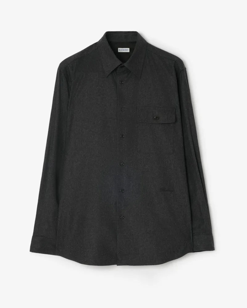 Burberry Woll-Kaschmir-Hemdjacke Lead-grau