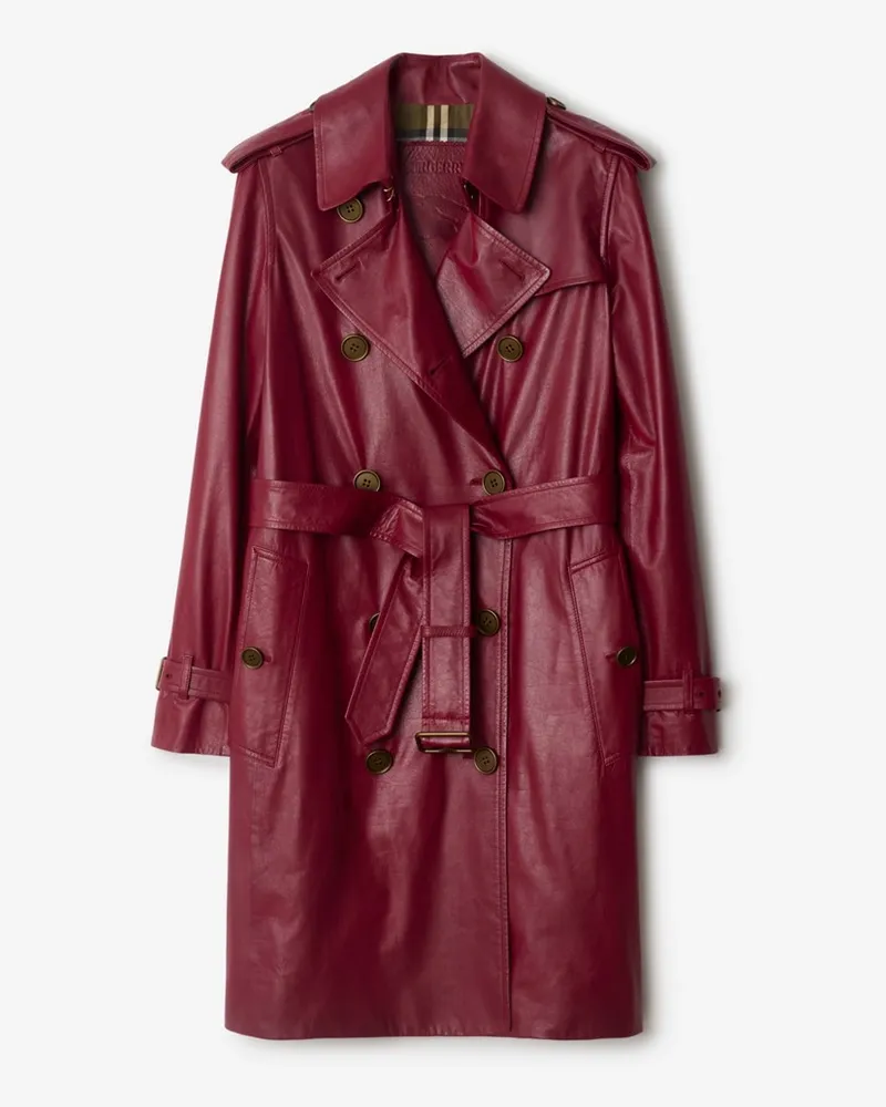 Burberry Mittellanger Trenchcoat „Kensington“ aus Leder Ripple