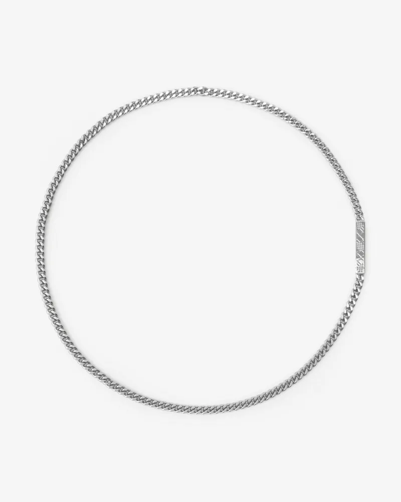 Burberry Gliederkette mit graviertem Karomuster Silber