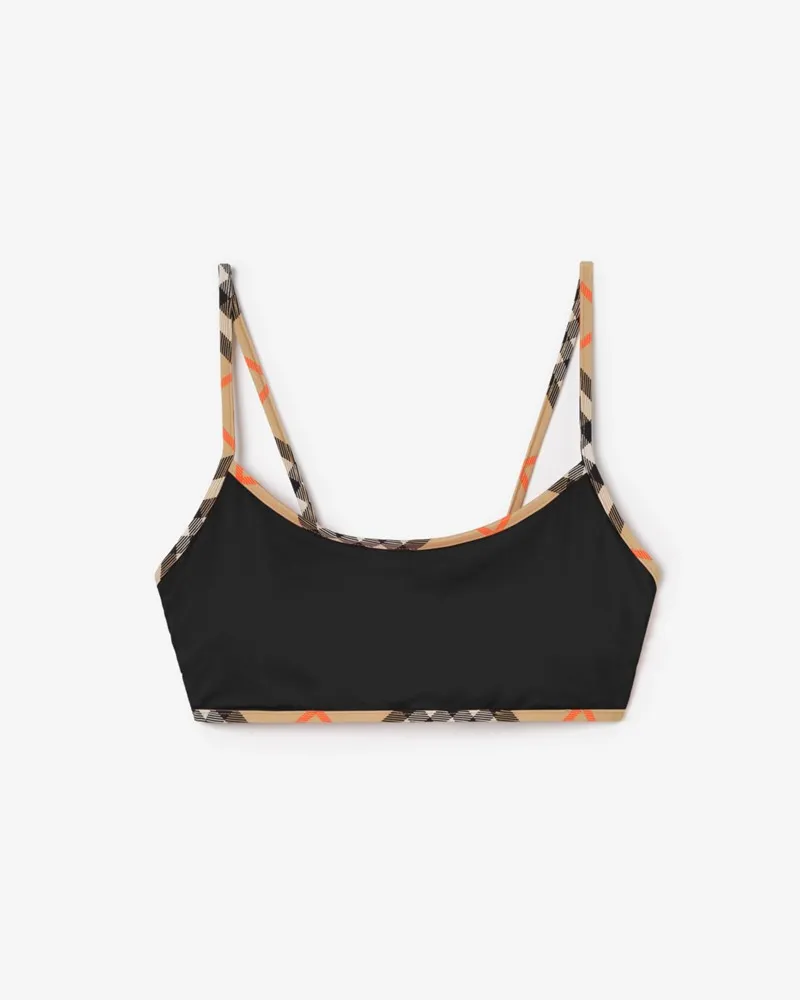Burberry Bikinioberteil mit Check-Besatz , Size Black