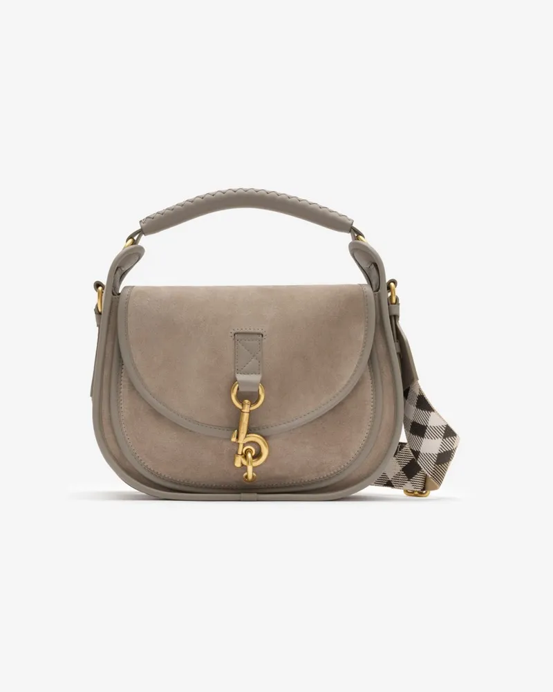 Burberry Kleine Messenger-Tasche „B Clip Taupe-braun