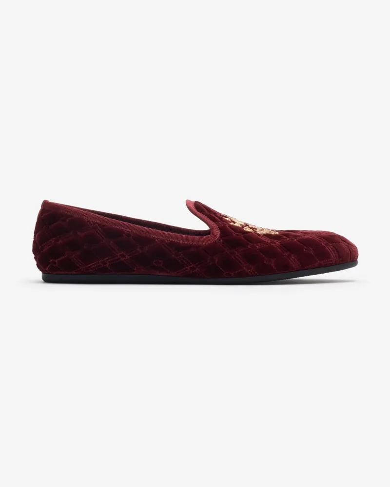 Burberry Loafer „Estate“ aus gestepptem Samt Weinrot
