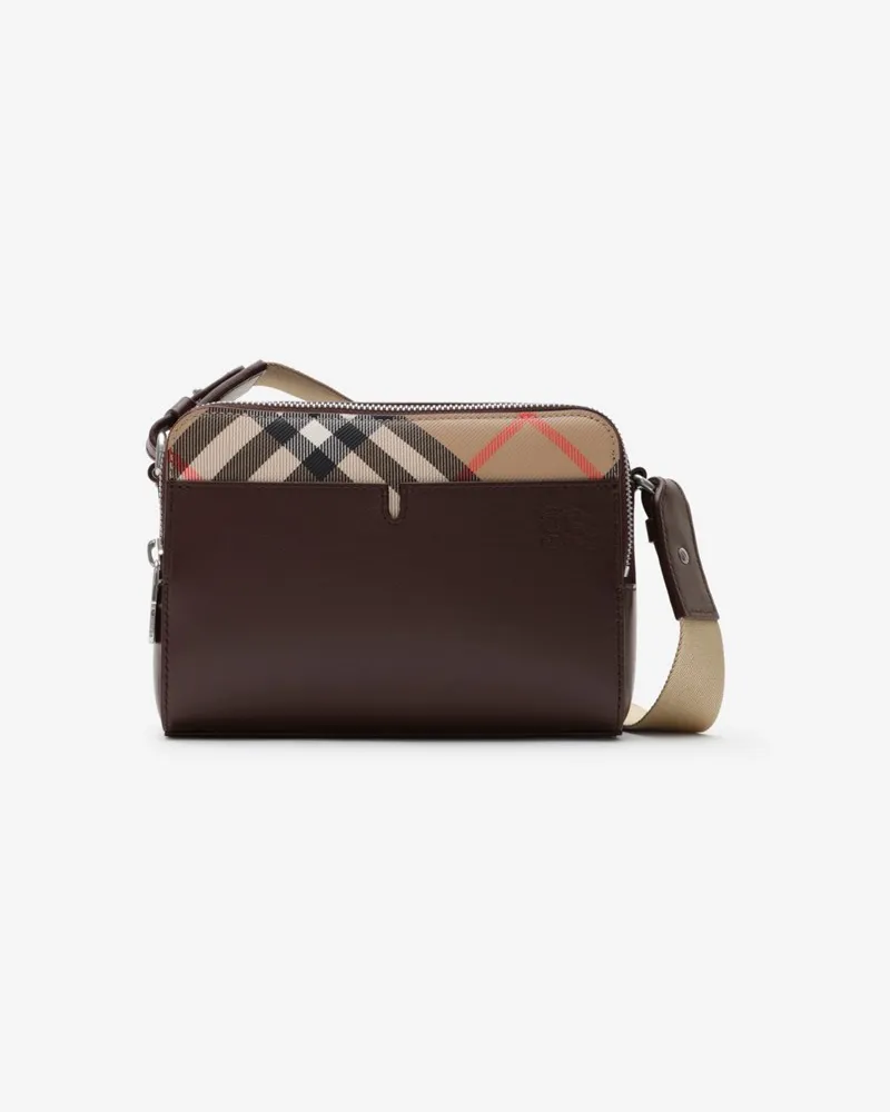Burberry Crossbody-Tasche mit Check-Akzent Peat-braun