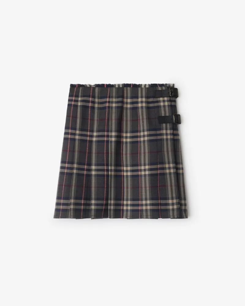 Burberry Mini-Kilt aus Wolle in Check Fig