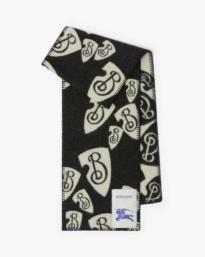 Burberry Wollschal mit B Shield-Motiv Schwarz