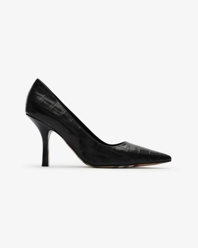 Burberry Hohe Pumps „Dame“ aus Leder in Krokodilleder-Optik , Size Schwarz