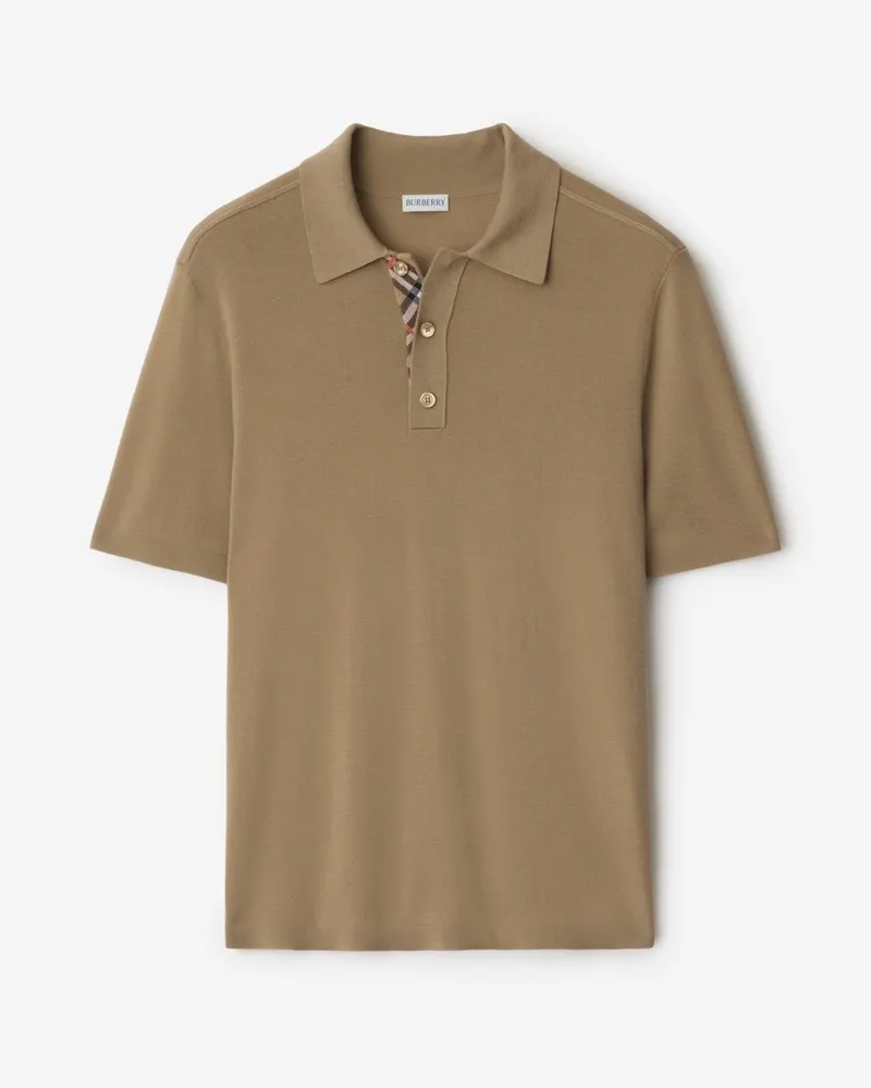 Burberry Poloshirt aus Wolle Flachsfarben