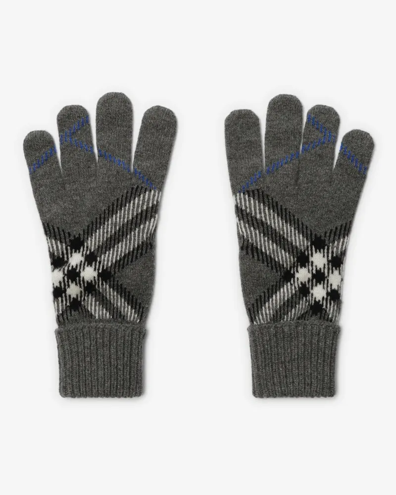 Burberry Handschuhe aus einer Kaschmirmischung in Check , Size Marlborough-grau