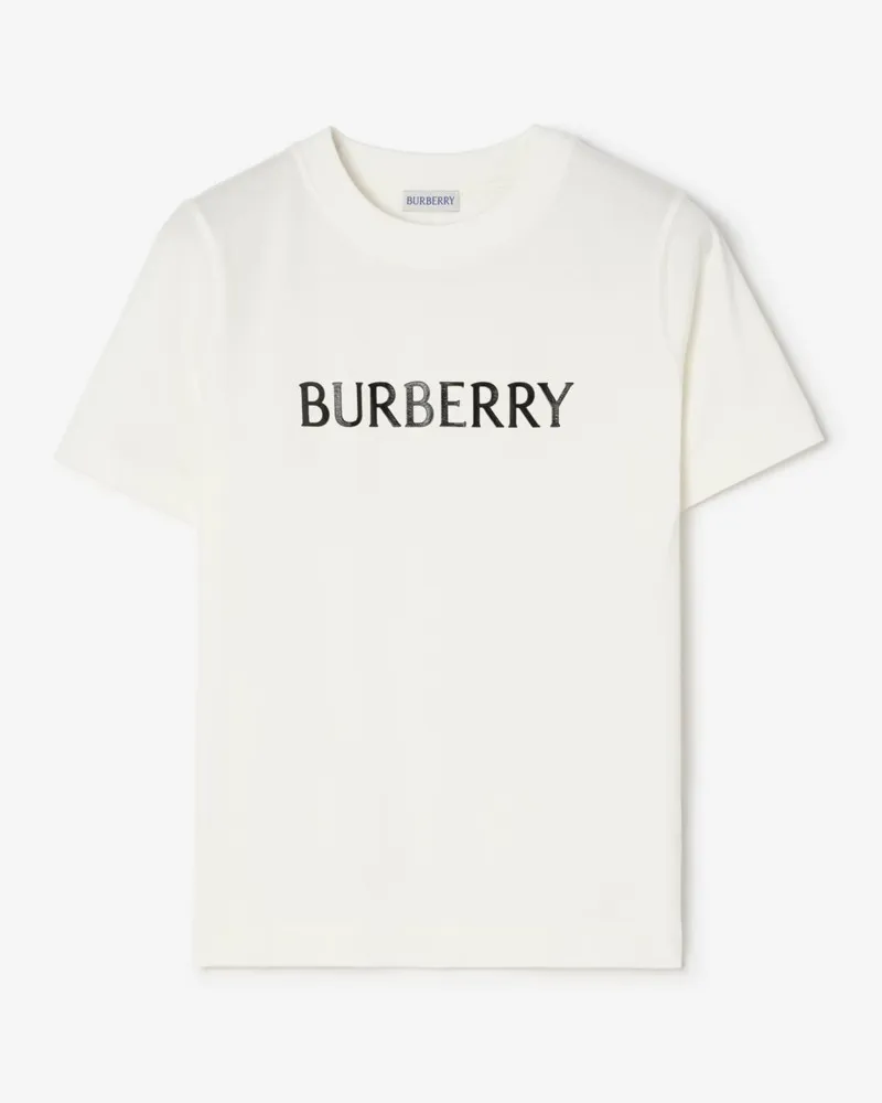 Burberry Baumwoll-T-Shirt mit Logo , Size Chalk-weiß