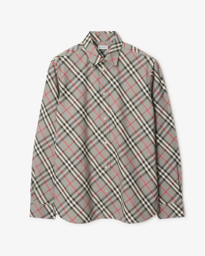 Burberry Klassisches Baumwollhemd in Check Malvengrau