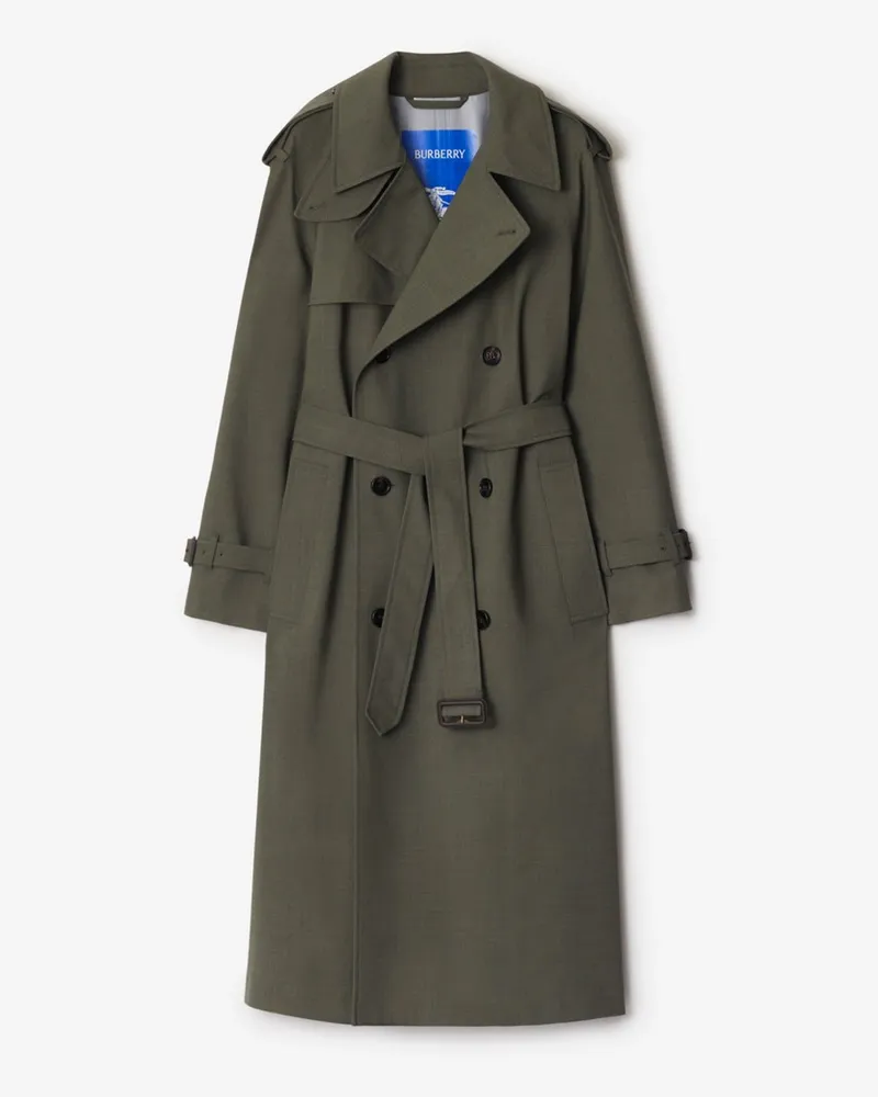 Burberry Langer Trenchcoat aus Stretchwolle Moss