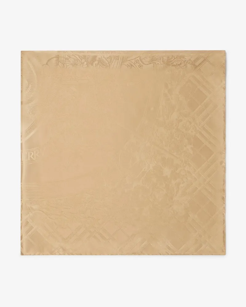 Burberry Seidenschal mit floralem Emblem Sand-beige