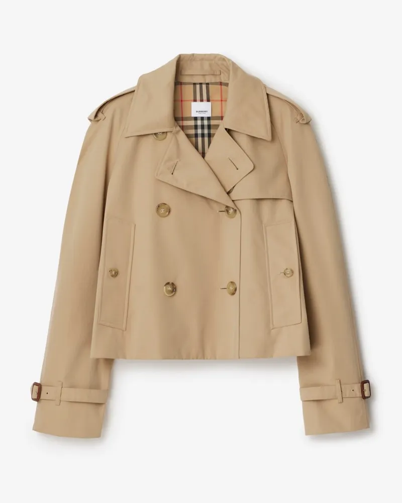 Burberry Cropped-Trenchjacke aus Gabardine Honey