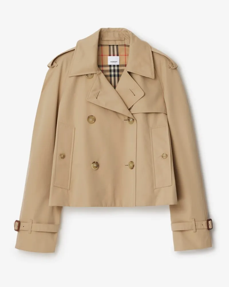 Burberry Cropped-Trenchjacke aus Gabardine Honey
