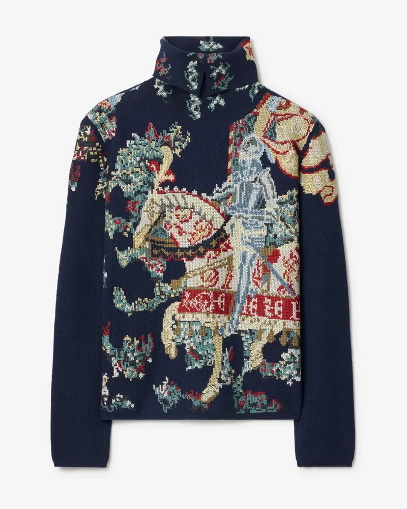 Burberry Wollpullover mit Rittermotiv im Wappen-Stil Night-schwarz