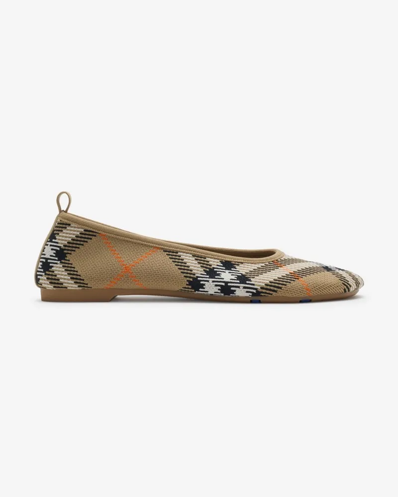 Burberry Gestrickte Ballerinas „Baby“ in Check Sand