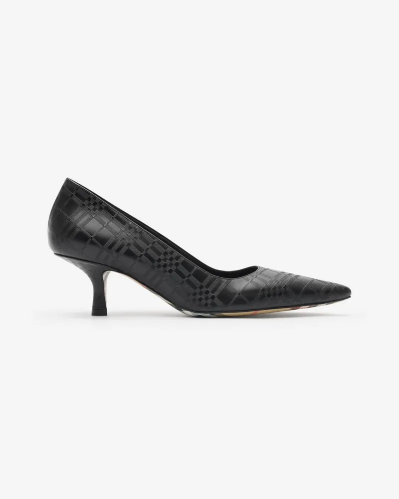 Burberry Lederpumps „Dame“ mit geprägtem Karomuster und niedrigem Absatz Schwarz