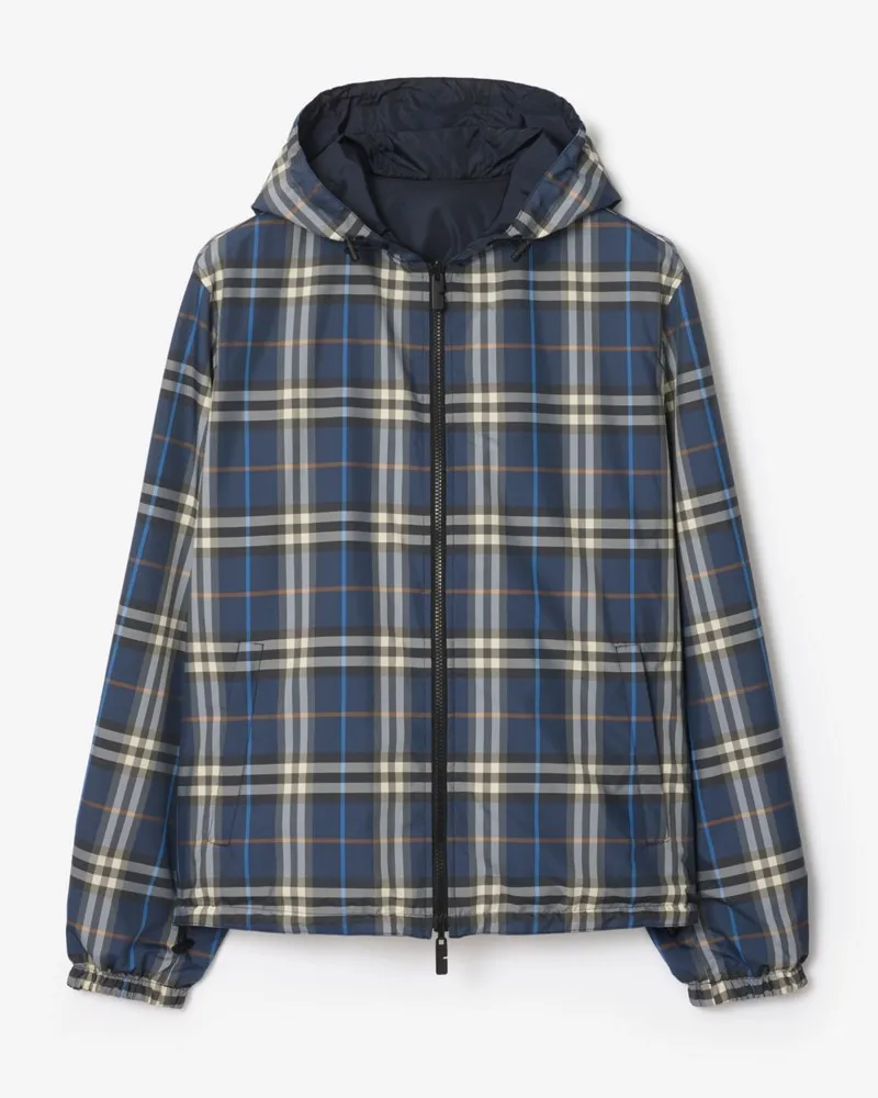 Burberry Wendbare Kapuzenjacke in Check , Size Pilot-blau