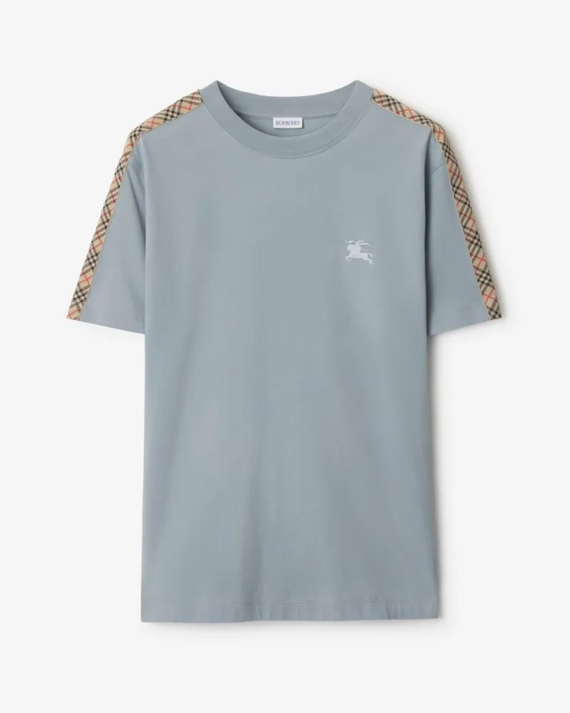 Burberry Baumwoll-T-Shirt mit Check-Besatz Blue-grün