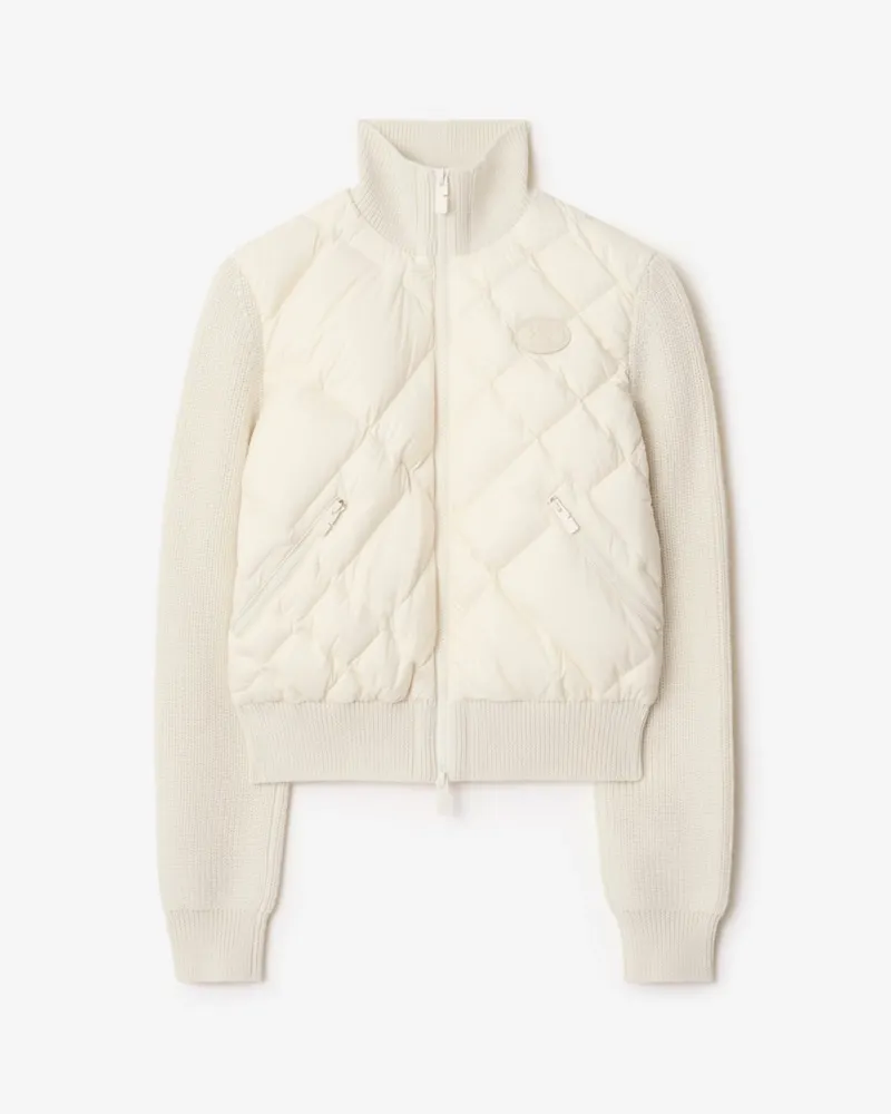 Burberry Jacke aus Nylon, Wolle und Kaschmir mit Karo-Nahtmuster , Size Tundra