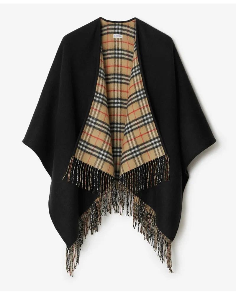 Burberry Wendbares Wollcape mit Check Schwarz