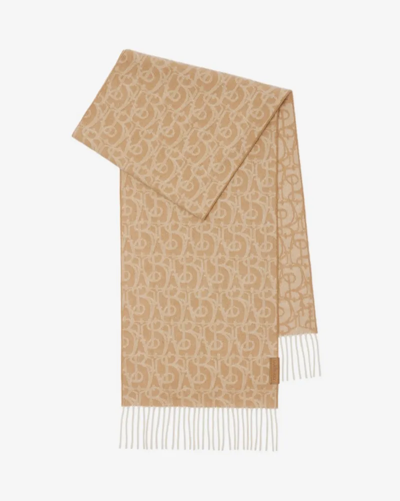 Burberry Kaschmirschal mit B-Motiv Camelfarben