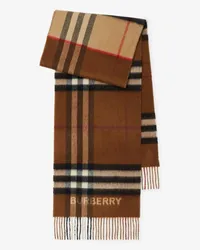 Burberry Kaschmirschal in kontrastierendem Check Vintage-beige