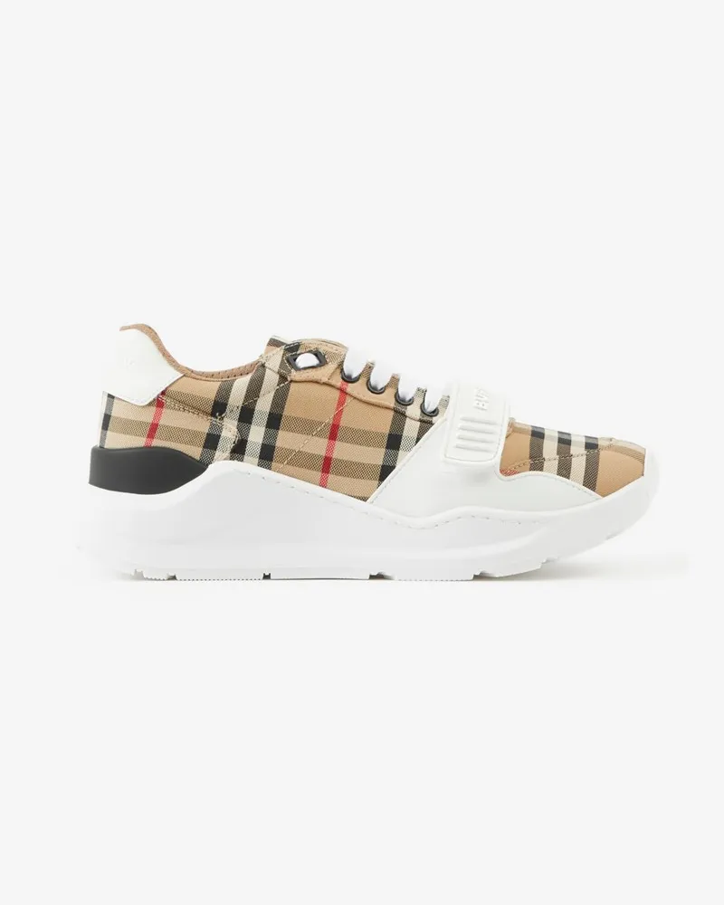 Burberry Sneaker aus Check-Gewebe und Leder Vintage-beige