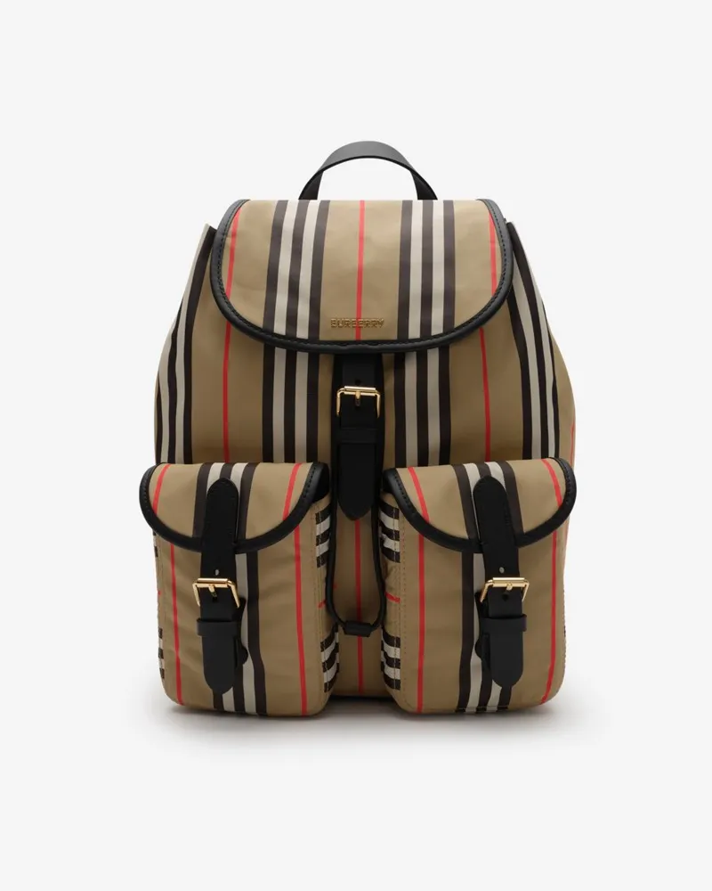 Burberry Rucksack im Streifendesign Vintage-beige