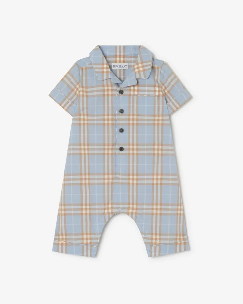 Burberry Baumwoll-Spielanzug in Check , Size Rauchblau