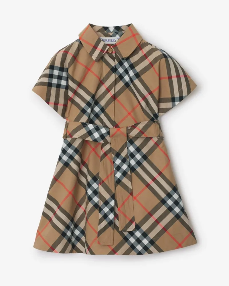 Burberry Baumwoll-Hemdkleid in Check Sand