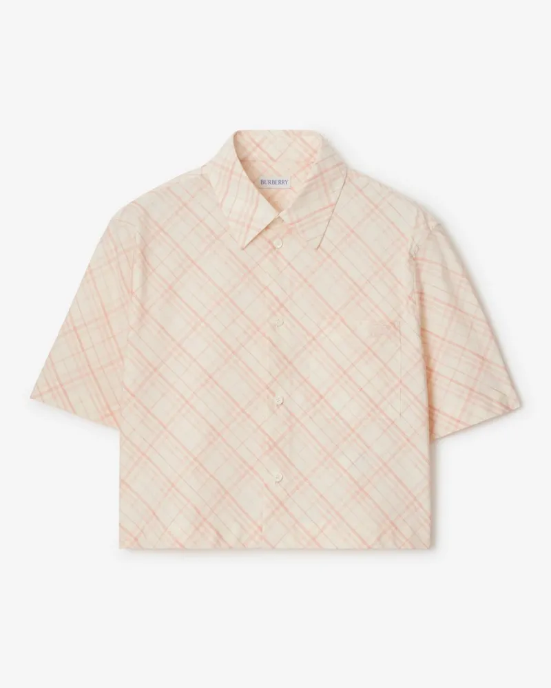 Burberry Cropped-Baumwollhemd in Check Altrosa