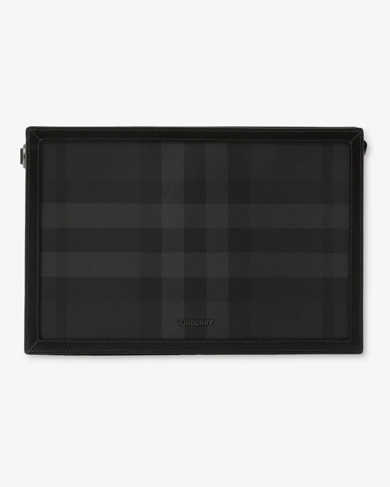 Burberry Reißverschlussetui in Check Charcoal-grau