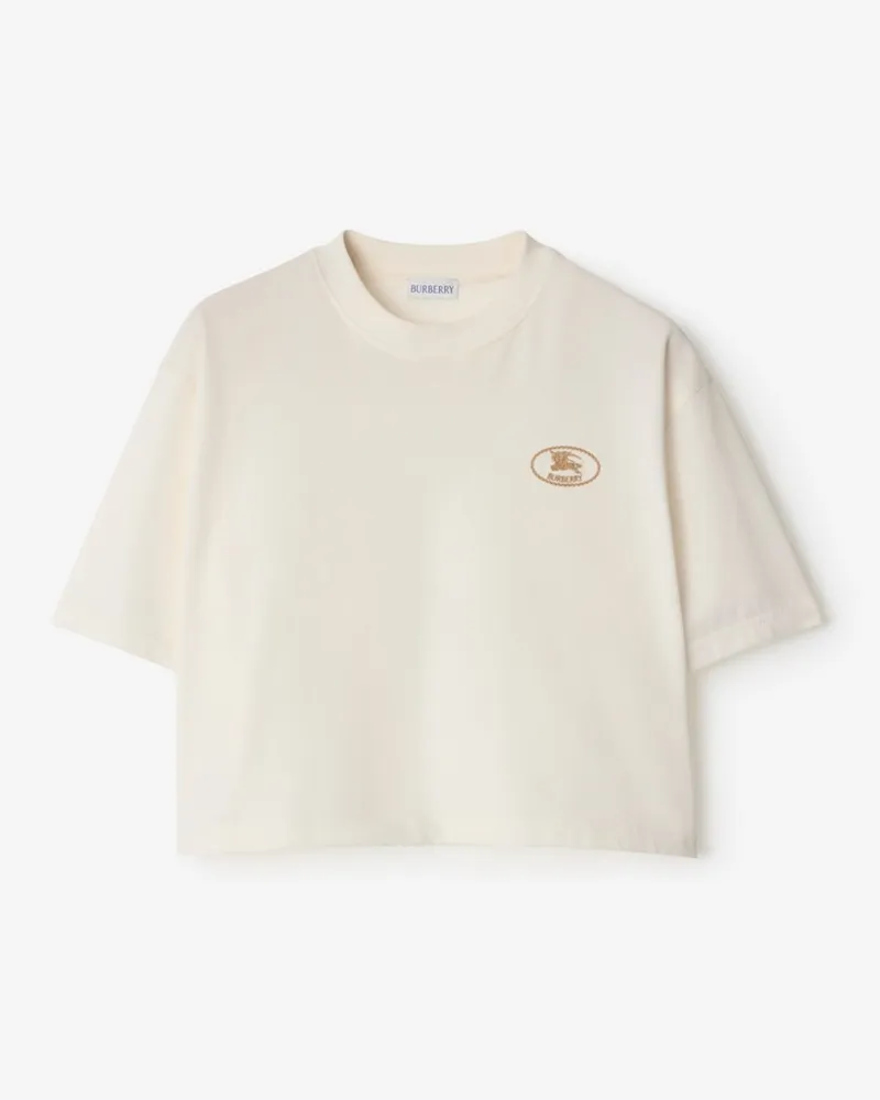 Burberry Cropped-Baumwoll-T-Shirt Chalk
