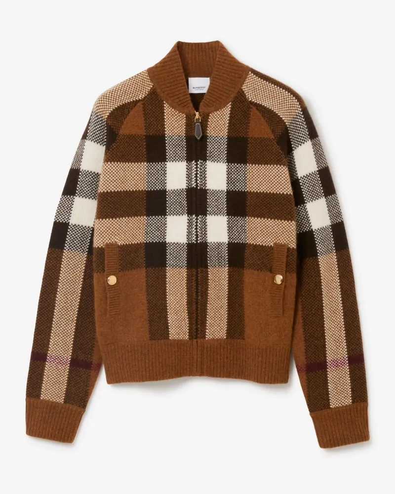 Burberry Woll-Kaschmir-Bomberjacke in Check Dunkles