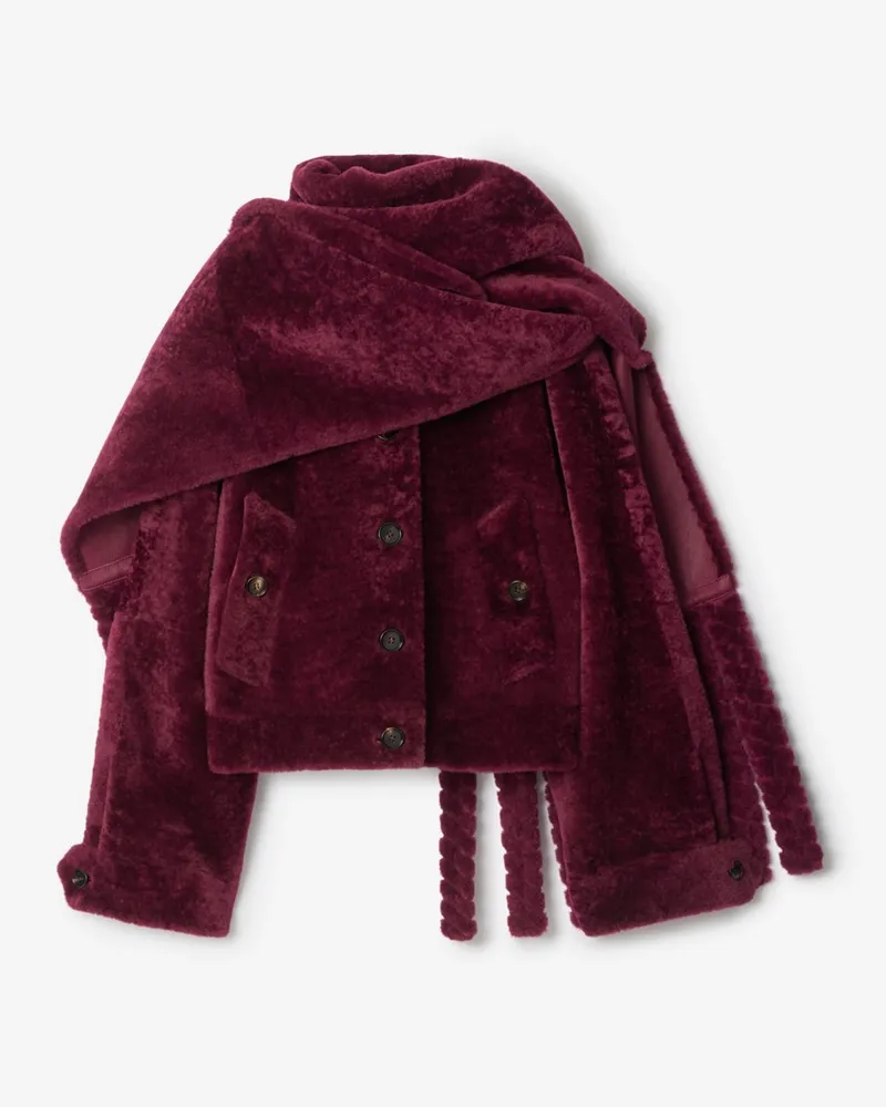 Burberry Lammfelljacke mit abnehmbarem Schal Ruby-rot