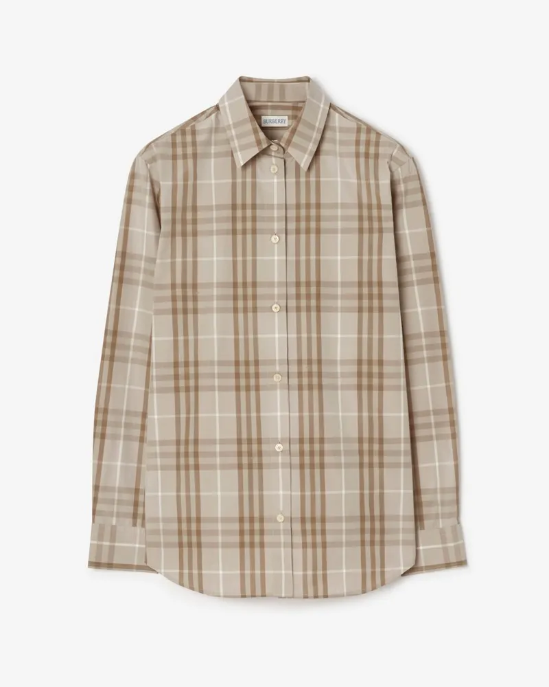 Burberry Klassisches Baumwollhemd in Check , Size Beige-grau