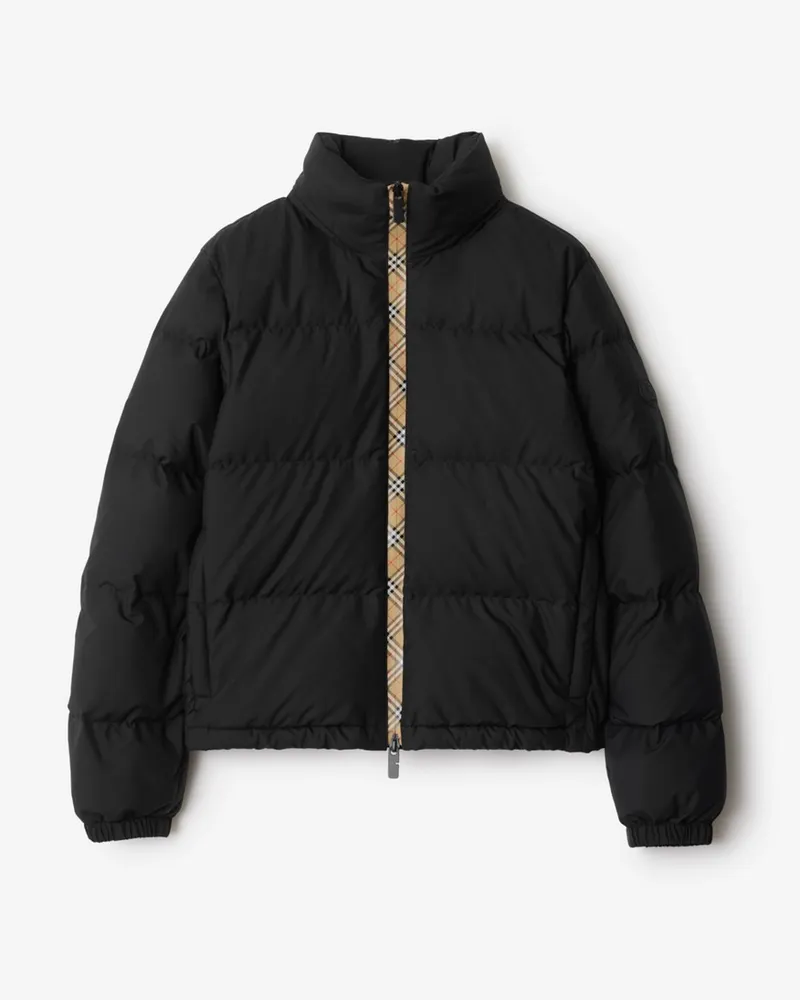 Burberry Wattierte Jacke mit Check-Besatz Schwarz