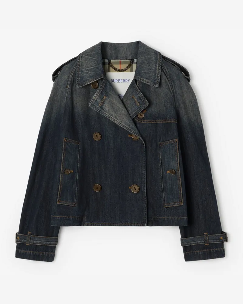 Burberry Cropped-Trenchjacke „Mayfair“ aus Denim , Size Mid