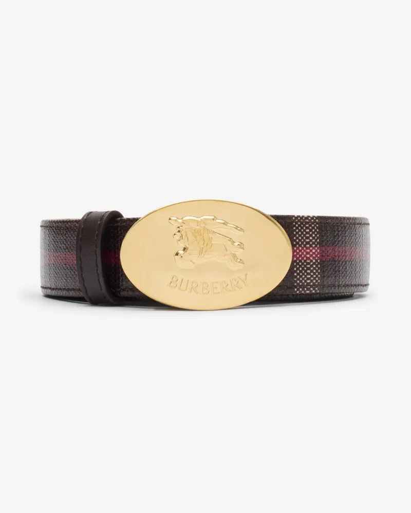 Burberry Wendbarer Gürtel in Check mit Knight Stamp Mahagonirot
