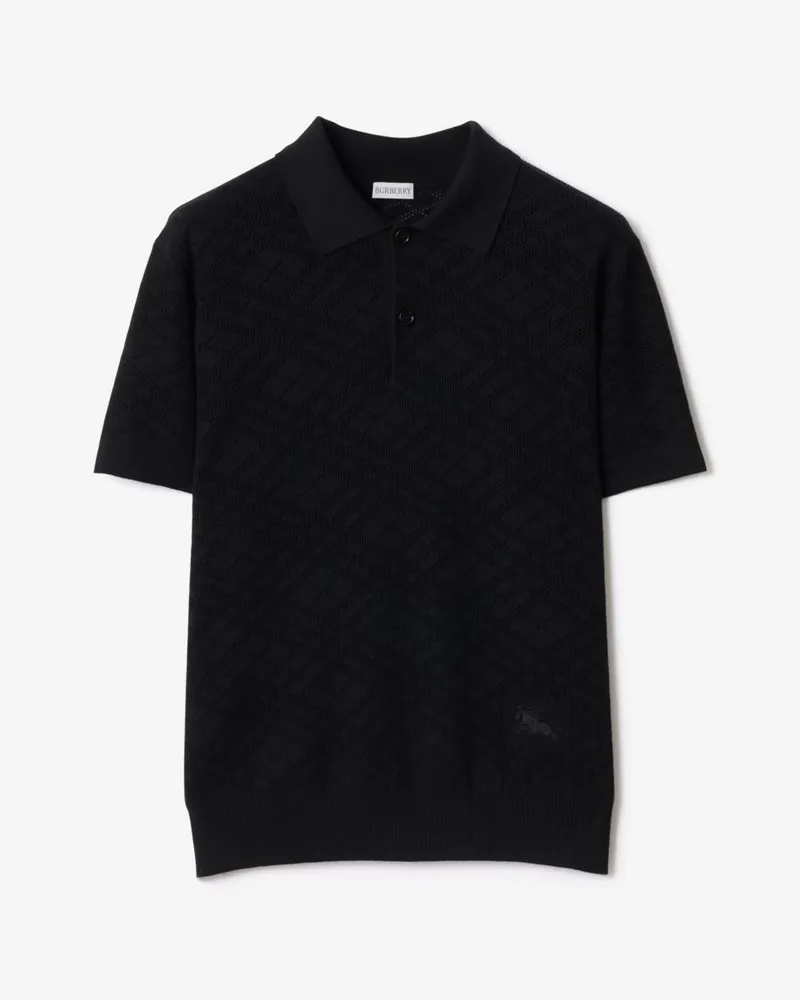Burberry Woll-Poloshirt mit Karomuster , Size Schwarz