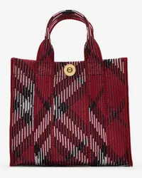 Burberry Henkeltasche im Kleinformat in gestricktem Check Scharlachrot