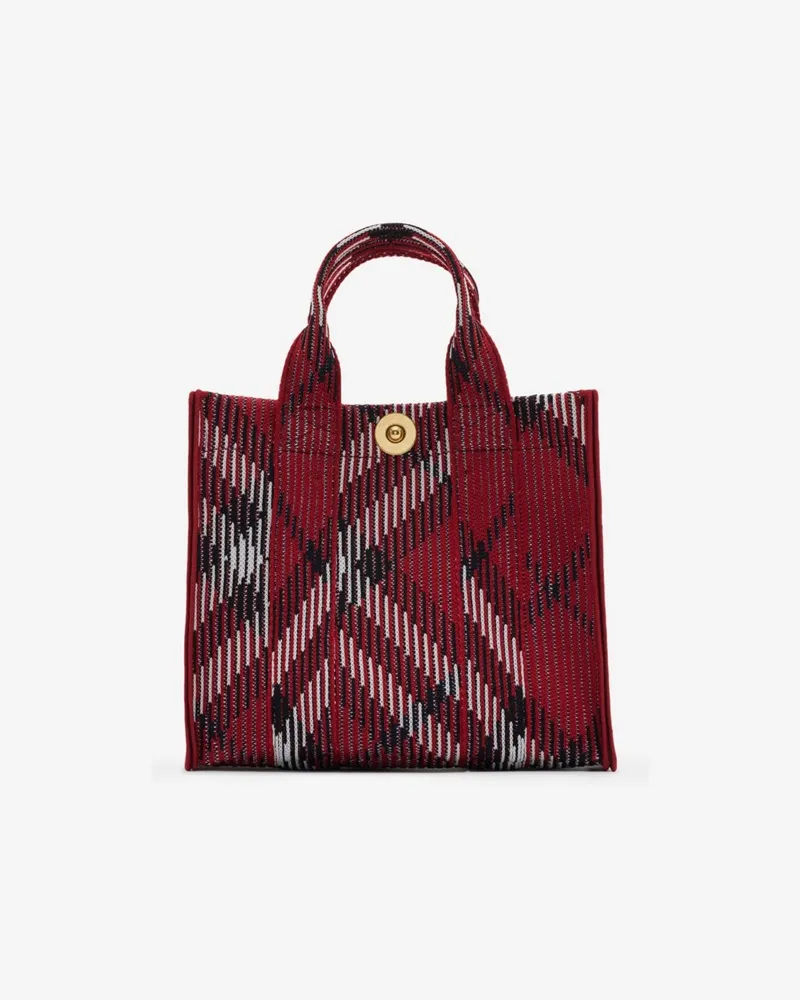 Burberry Henkeltasche im Kleinformat in gestricktem Check Scharlachrot