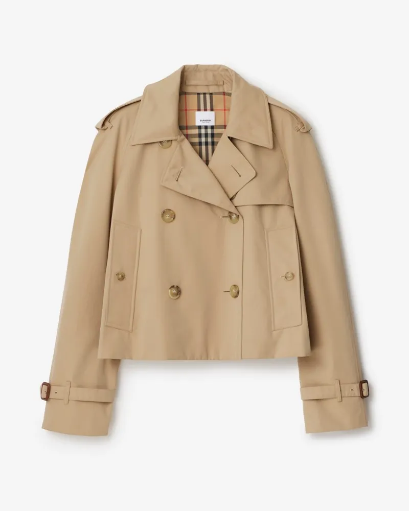 Burberry Trenchjacke „Mayfair“ aus Cropped-Gabardine , Size Honey