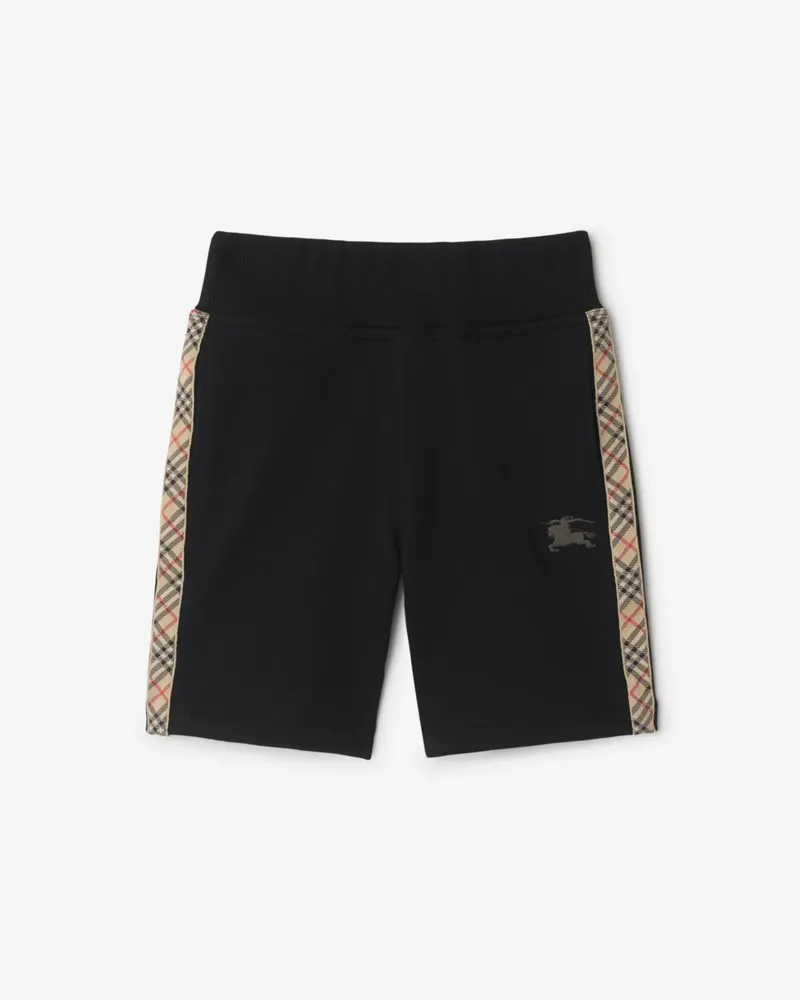 Burberry Baumwollshorts mit Check-Besatz Schwarz