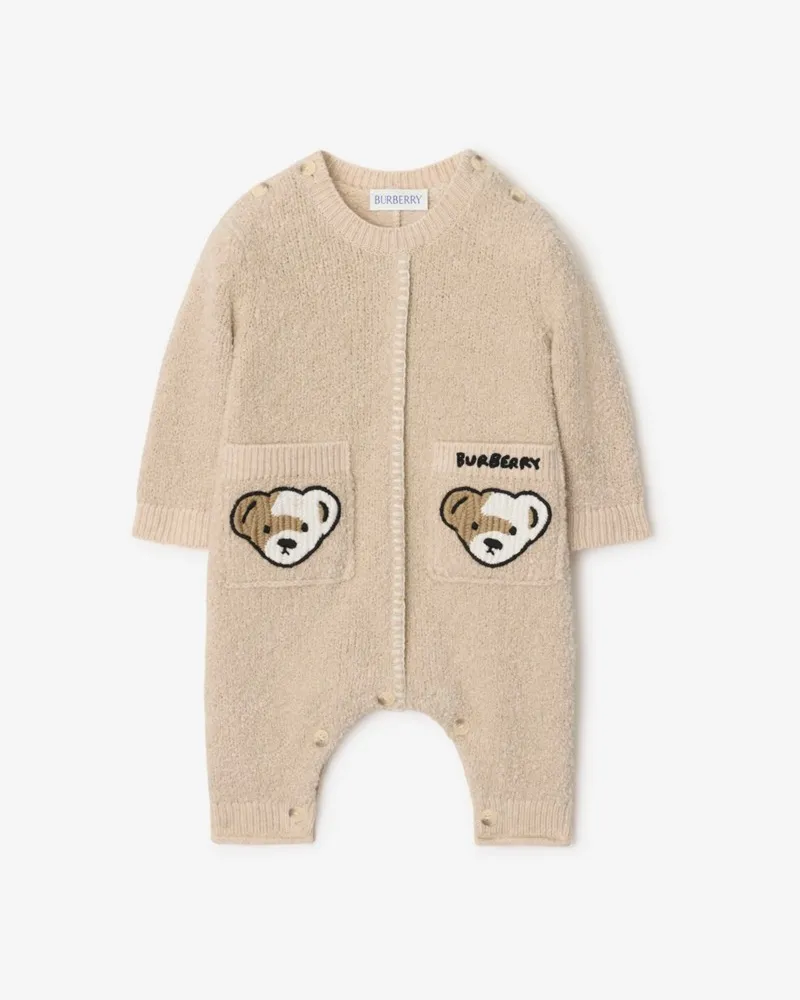 Burberry Baumwollmisch-Strampelanzug mit Thomas Teddybär Helles