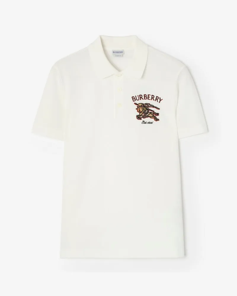 Burberry Baumwoll-Poloshirt mit Knight in Check , Size Chalk